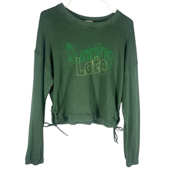 OFFLINE By Aerie Weekend Side Tie Sweatshirt. Green. Running late Small - Picture 3 of 7